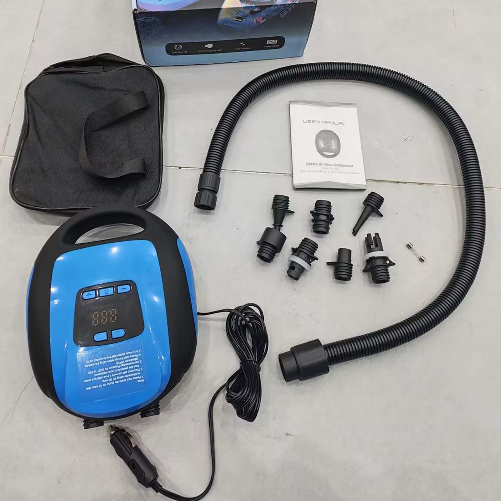 12V SUP Electric Air Pump 20PSI Max Digital LCD For Paddle Board Inflatable Boat — image 10