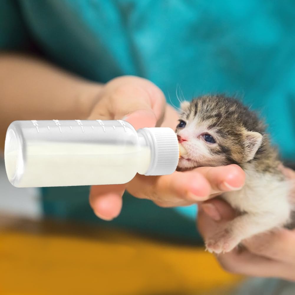 Pet Nursing Kit, Newborn Cat Bottle Feeding Set, For Newborn Puppies, Kitten, Other Small Animals,with Silicone Nursing Nipples, Formula Dispenser,Liquid Syringes,Measuring Cup&Cleaning Brush — foto 4