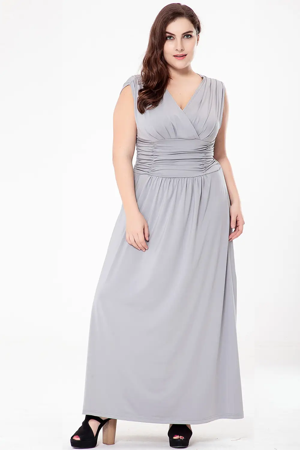 Plus Size Women's Summer V-neck Sleeveless Dress