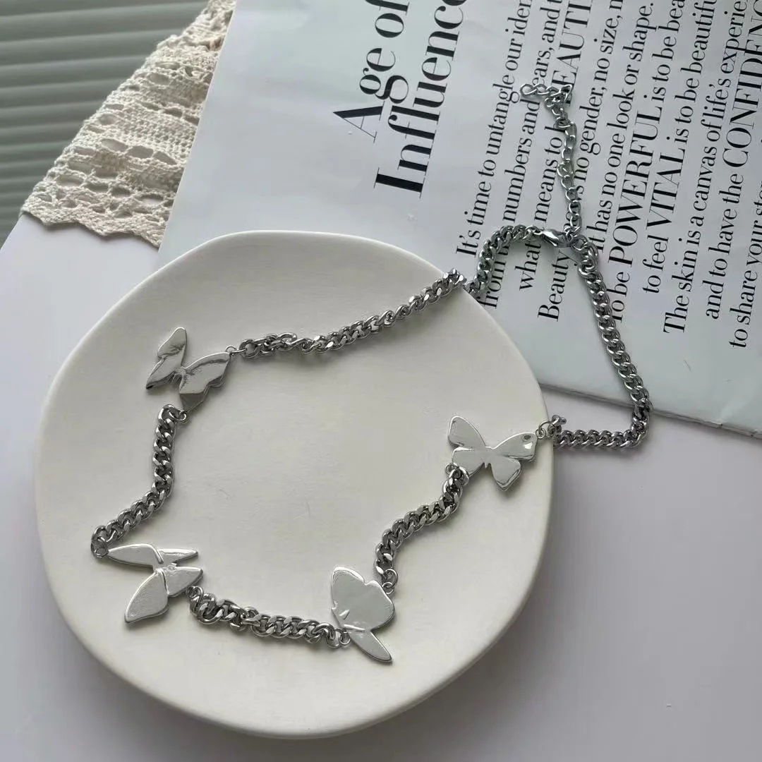 Butterflies Coarse Exaggerated Necklace Stainless Steel