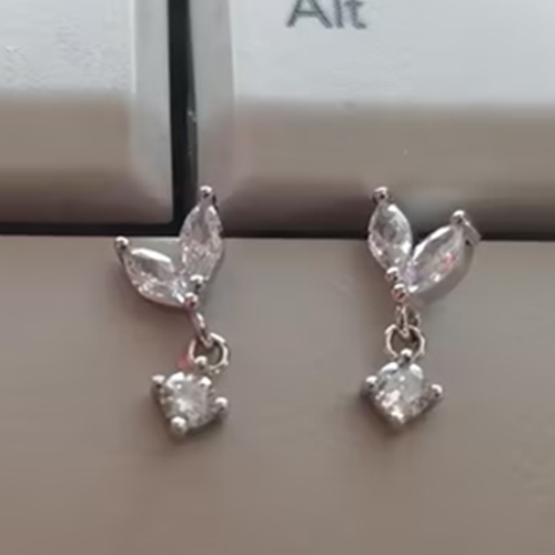 S925 Silver Aesthetic Temperament Smart Leaflet Bud Stud Earrings