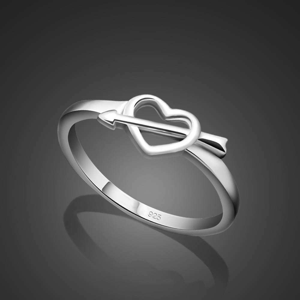 Title 4, Korean Style Heart Ring for Women, Platinum Pla...