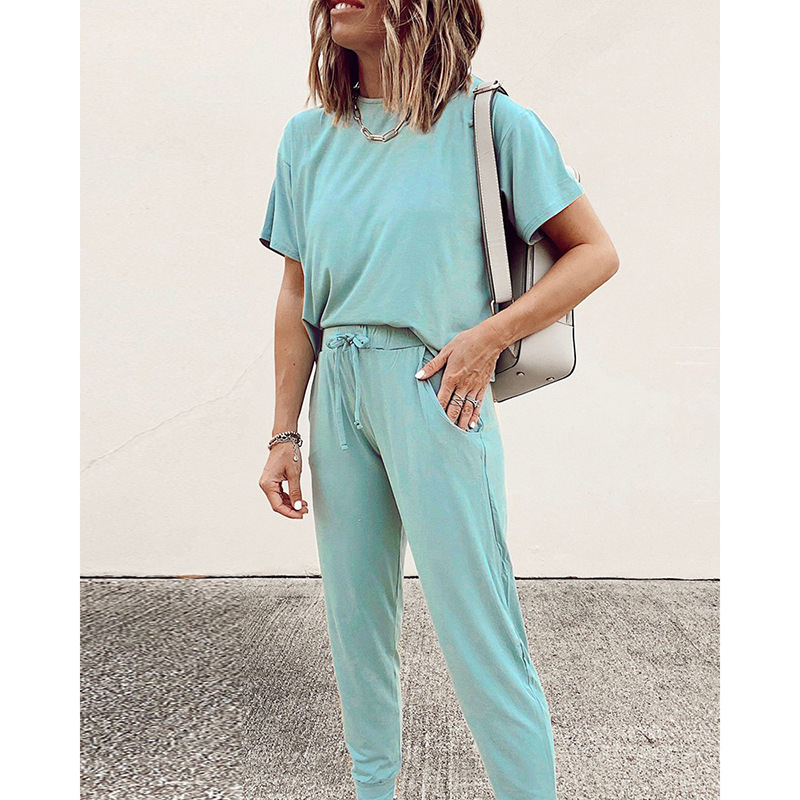 Printed Long Sleeve Round Neck Casual Home Set