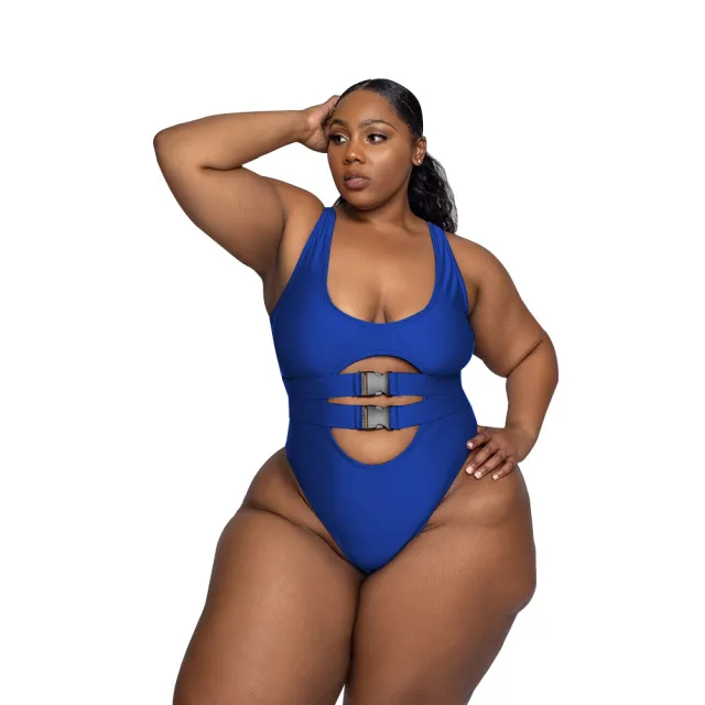 Leopard Bikini Plus Size Woman Beach Belt Swimsuit Blue - Shop at LoveMi