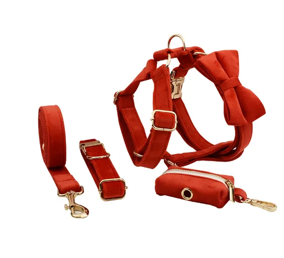 Pet Collar Dog Fabric Velvet Red - Shop at LoveMi