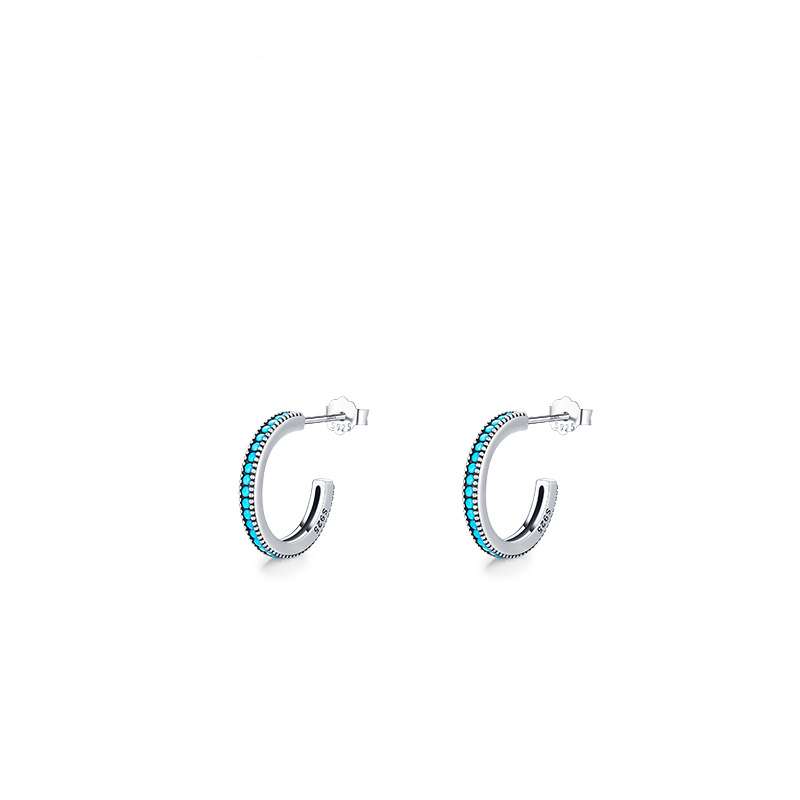 S925 Sterling Silver Vintage Turquoise Necklace Ring Earnail Set