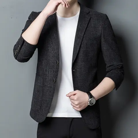 New Korean Elastic Men's Casual Suit Slim Fashion Top