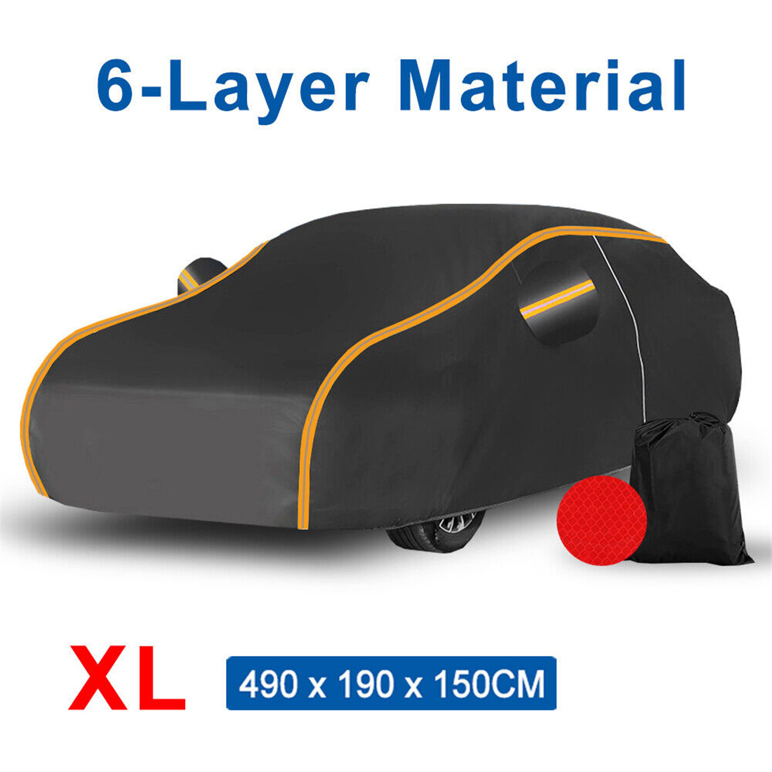 Universal Waterproof 6 Layer Car Cover Heavy Duty Cotton Rain Snow UV — image 10