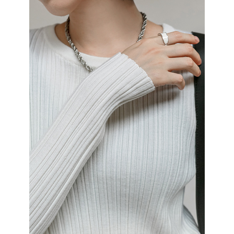 Design Sense Oblique Angle Long-sleeved Top Women's Irregular Slim-fit Sweater