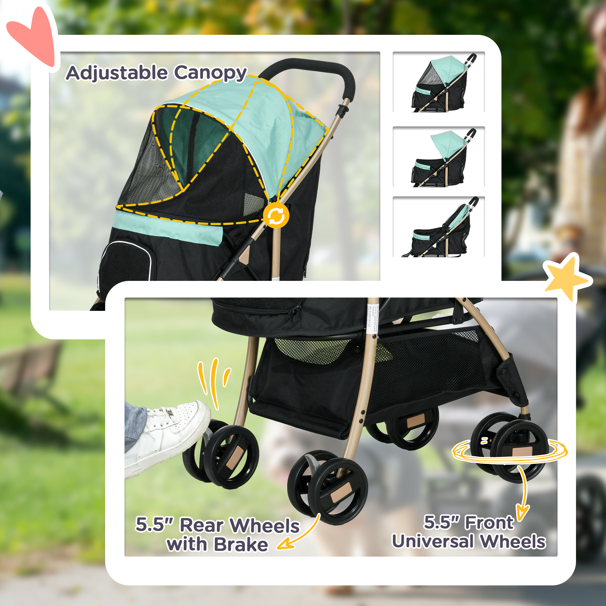 Small And Mini Dog Pet Strollers With Rain Cover — image 4
