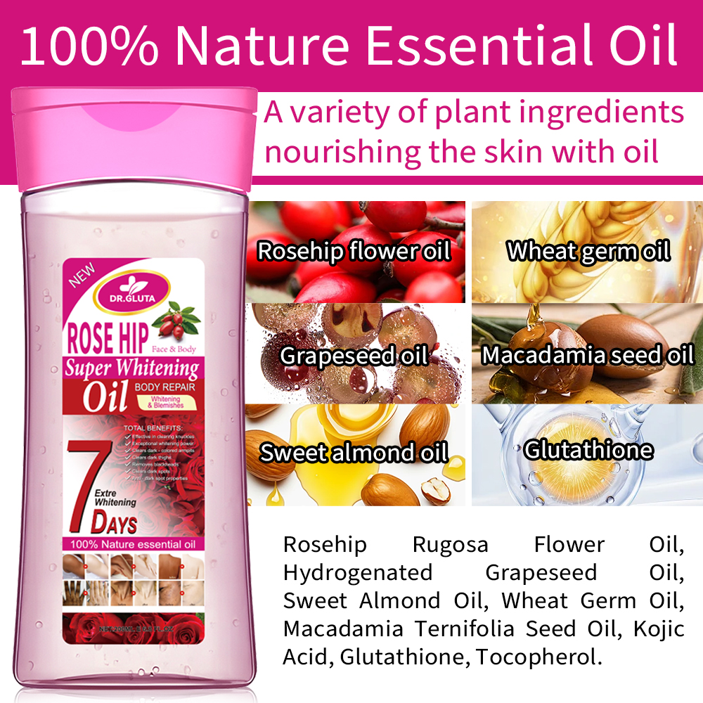 Rose Hip Body Oil Super Whitening Nature Essential Oil Skin Care Anti-aging 200ml