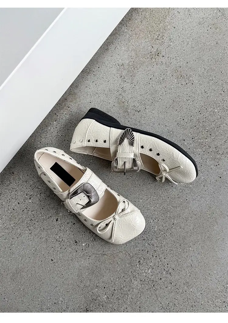 French Style Square Toe Bow Block Heel Mary Jane Shoes Women 2026 Summer New Ballet Style Inner Height Increasing Single Shoes