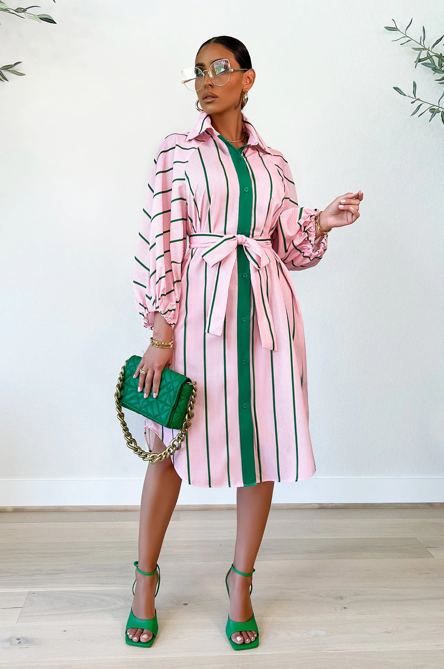 Title 5, Striped Print Casual Long Sleeve Dress