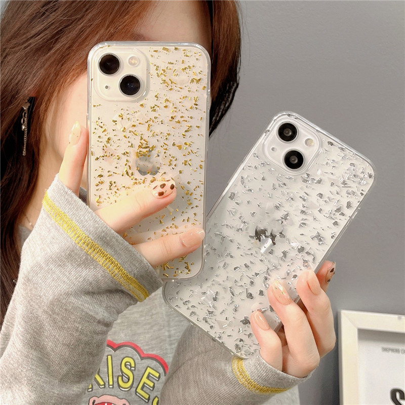 Ins Transparent Mobile Phone Case With Wind Gold And Tin Foil - Image 4