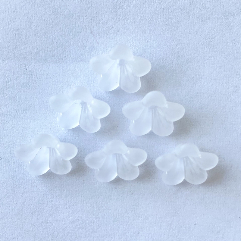 Matte Acrylic 5-Petal Blossom Beads, Translucent Center-Drilled Spacers For DIY Vintage Hair Sticks, Dangle Earrings & Pendant Crafts.
