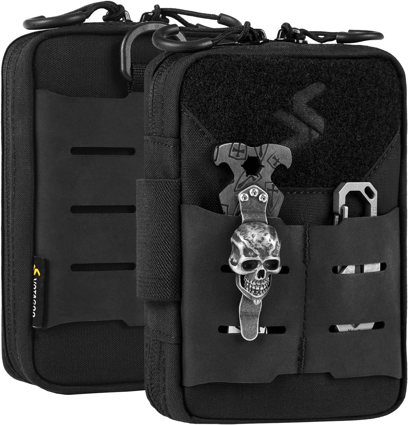 Molle EDC Tool Pouch for Men, Nylon Organizer. EDC Pocket Organizer Small tool pouch bag is made of 500D nylon, and the the front and rear molle systems are made of tear-resistant and waterproof materia Hypalon panel. The YKK zipper allows the pocket pouc