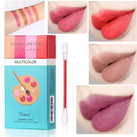 20 Pcs Set Cotton Swab Lipsticks for Outdoor Portable