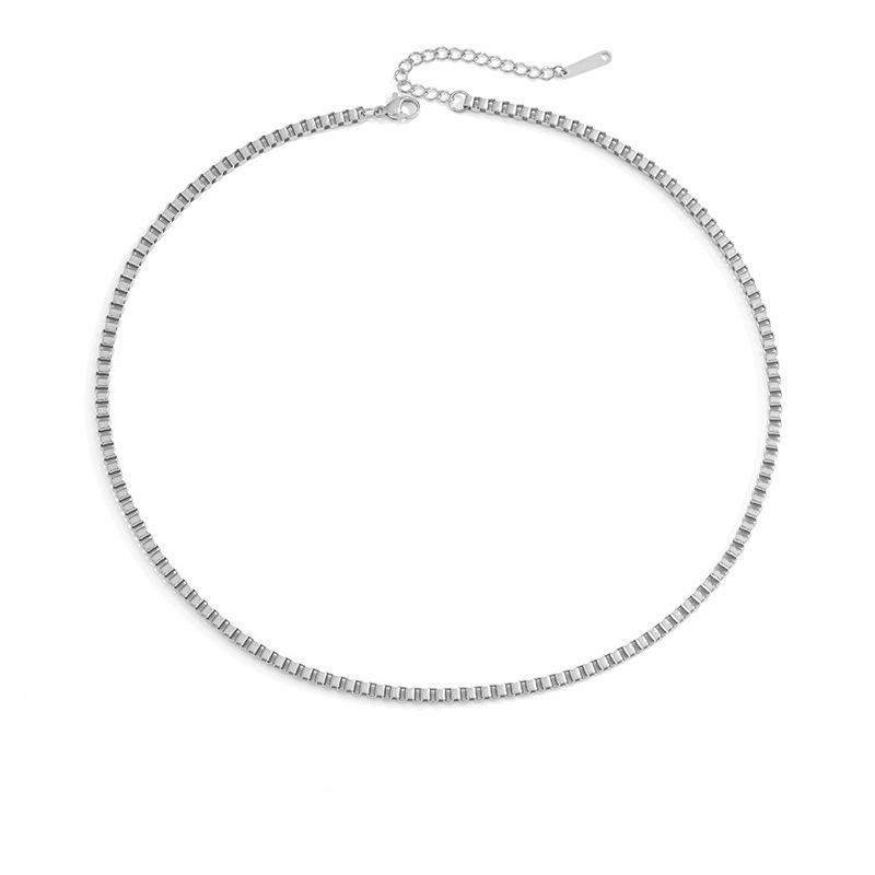 Box Chain Bare Gold Plated Necklace Stainless Steel