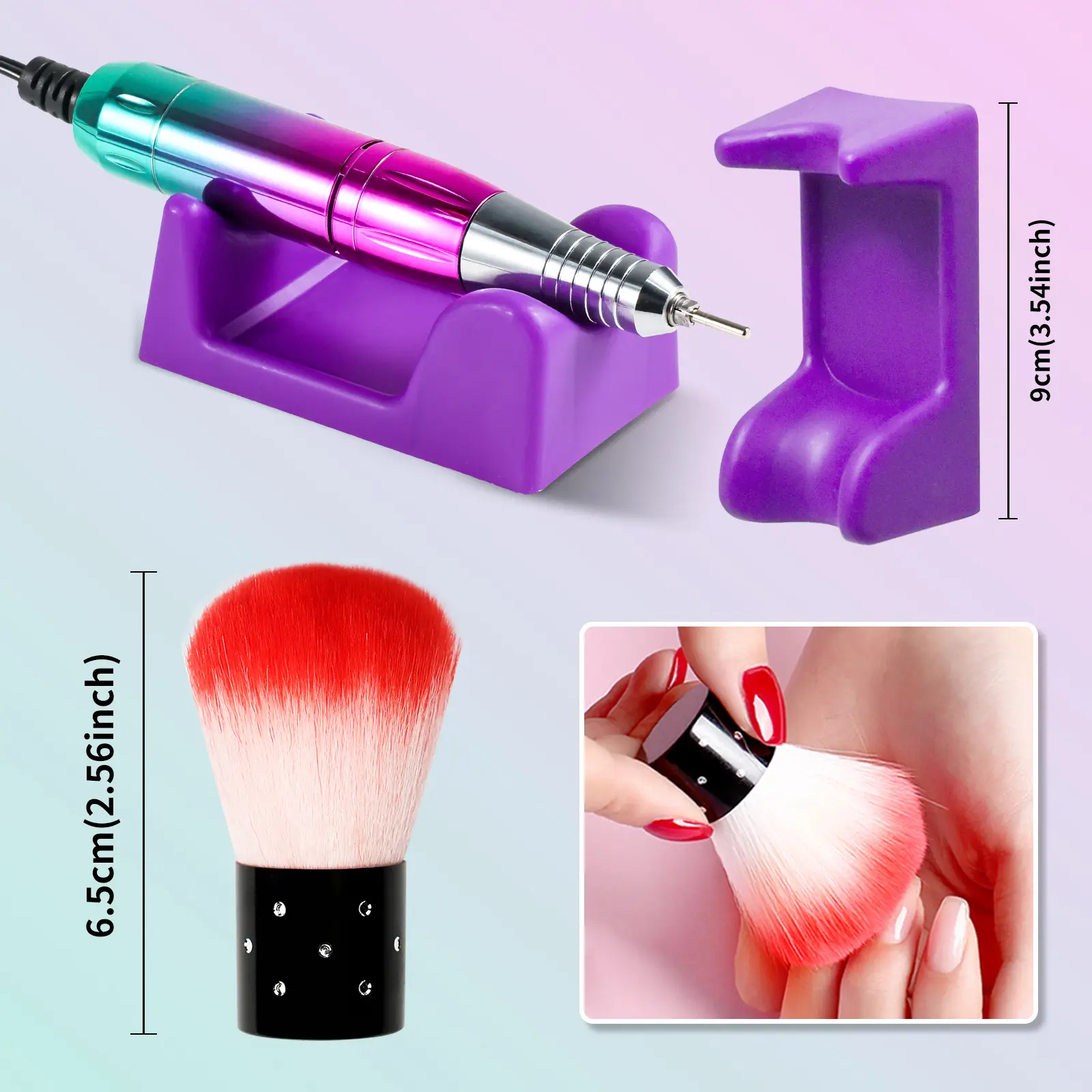 Professional Electric Nail Drill, 45000 RPM Cordless Rechargeable E-File Machine, With 12 Bits, Sanding Bands, LCD Display For Acrylic Gel Nails