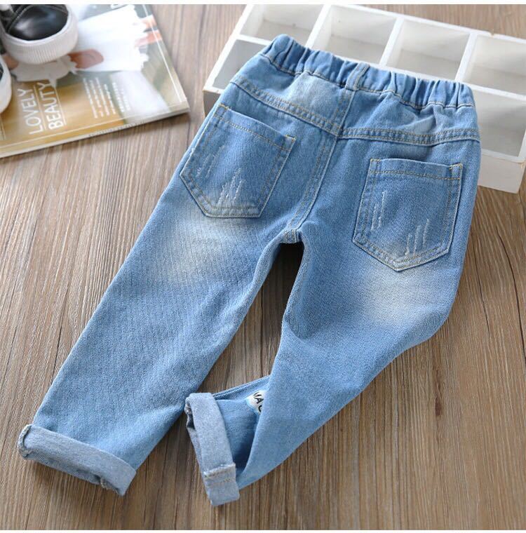 Men's And Women's Printed Ripped Trousers Casual Loose