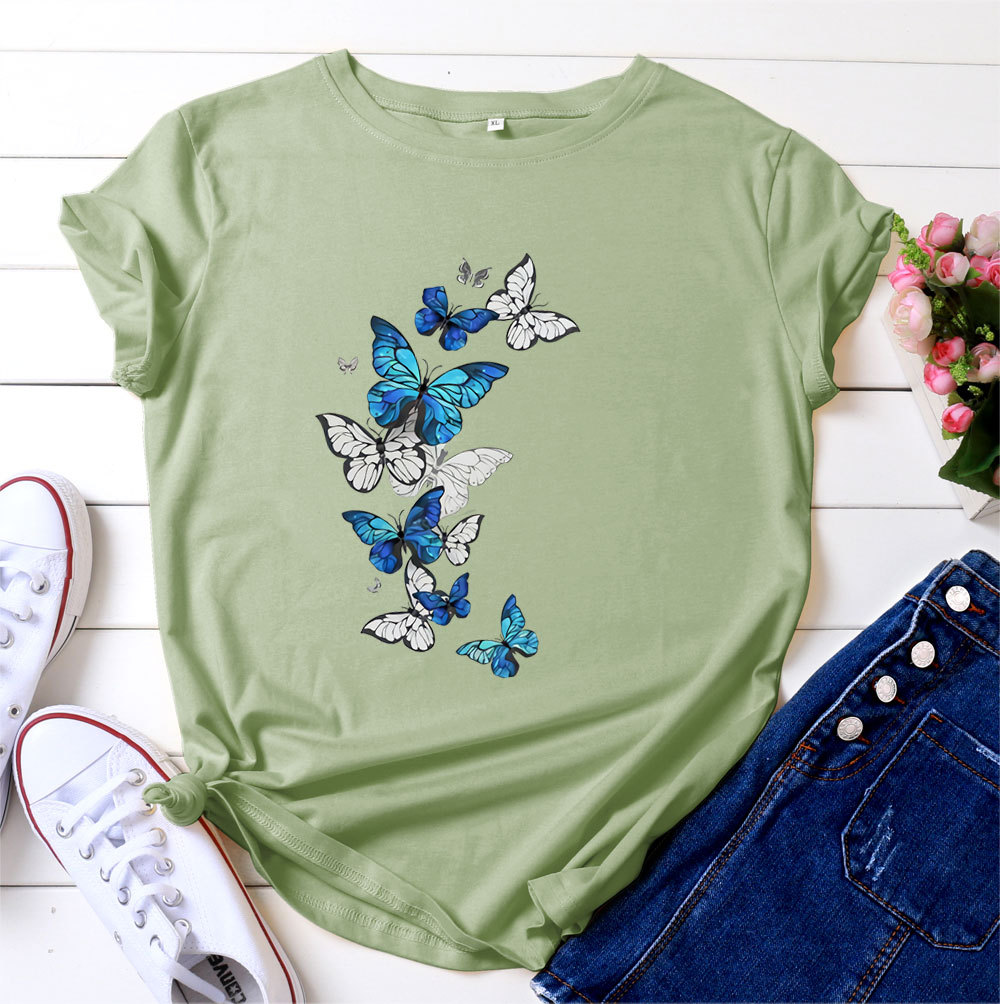 Title 3, Womens fashion flying butterfly print cotton r...