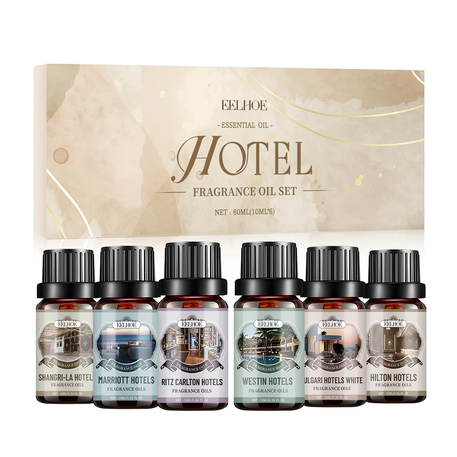 Hotel Fragrance Oil Set, 6 Pack Premium Scented Oils For Diffuser, Candle Making & Room Spray, Aromatherapy Essential Oils Gift Set For Home