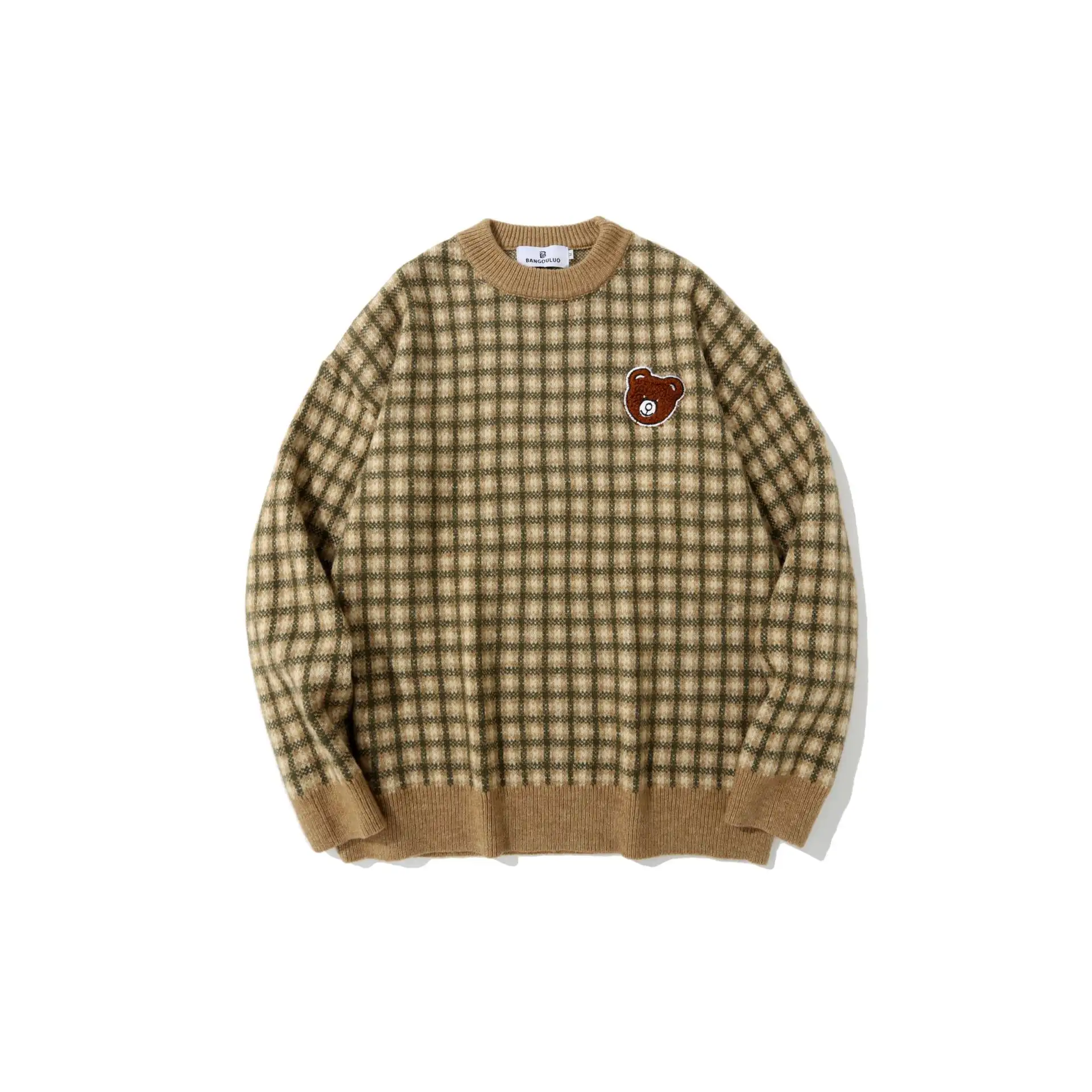 Bear Plaid Sweater For Men Spring And Autumn Wide