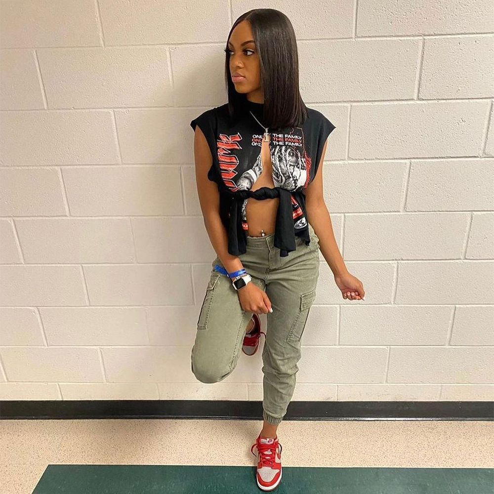 Summer Women's Printed Irregular T-shirt Top