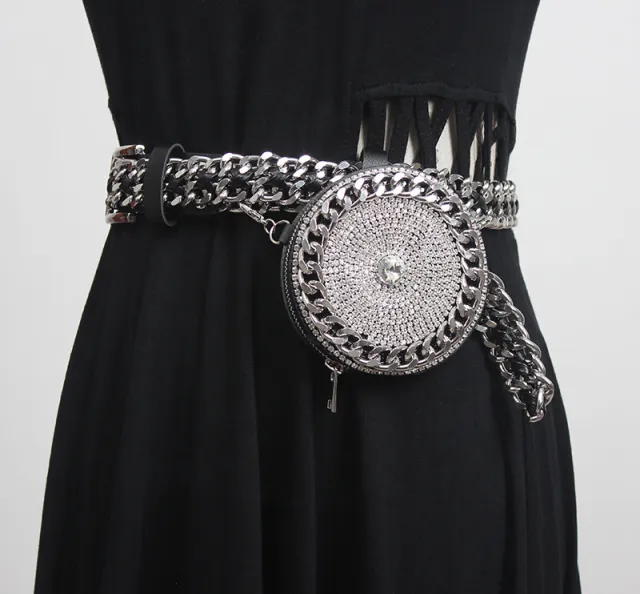 Belt Bag Diagonal Bag Single Shoulder Rhinestone Belt Decoration 1Style - Shop at LoveMi
