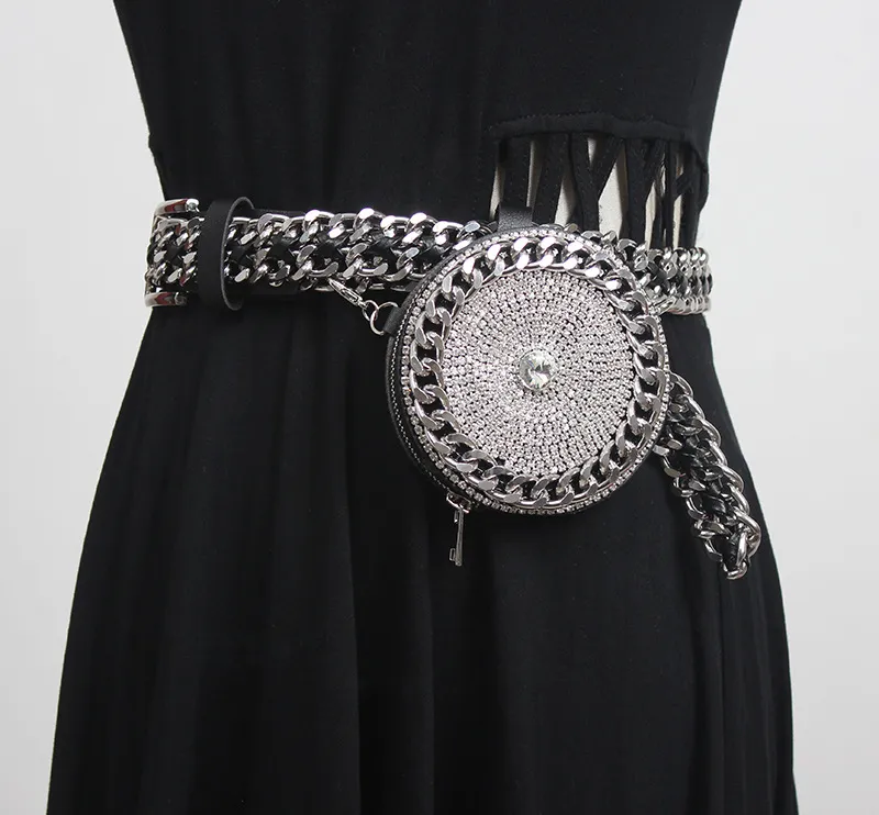 Belt Bag Diagonal Bag Single Shoulder Rhinestone Belt Decoration - 1Style