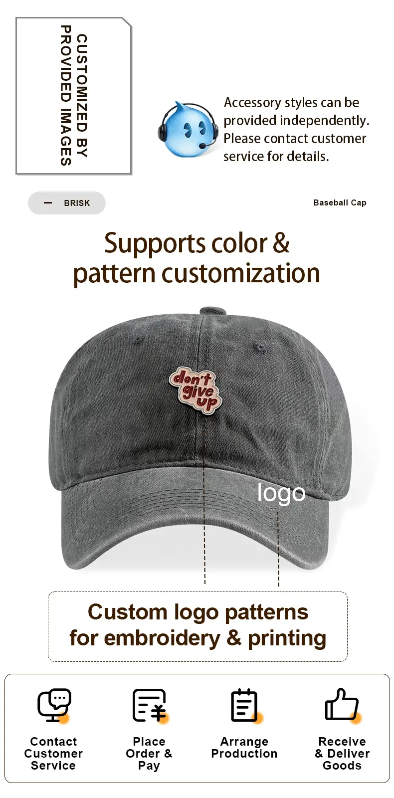 Washed Old Quick Drying Baseball Cap Handmade Accessory Pattern Printed Duckbill Cap Big Head Circumference Sun Hat For Women