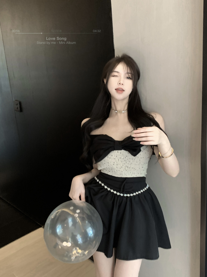 Hot Girl Bow Camisole Women's Outer Wear French Style