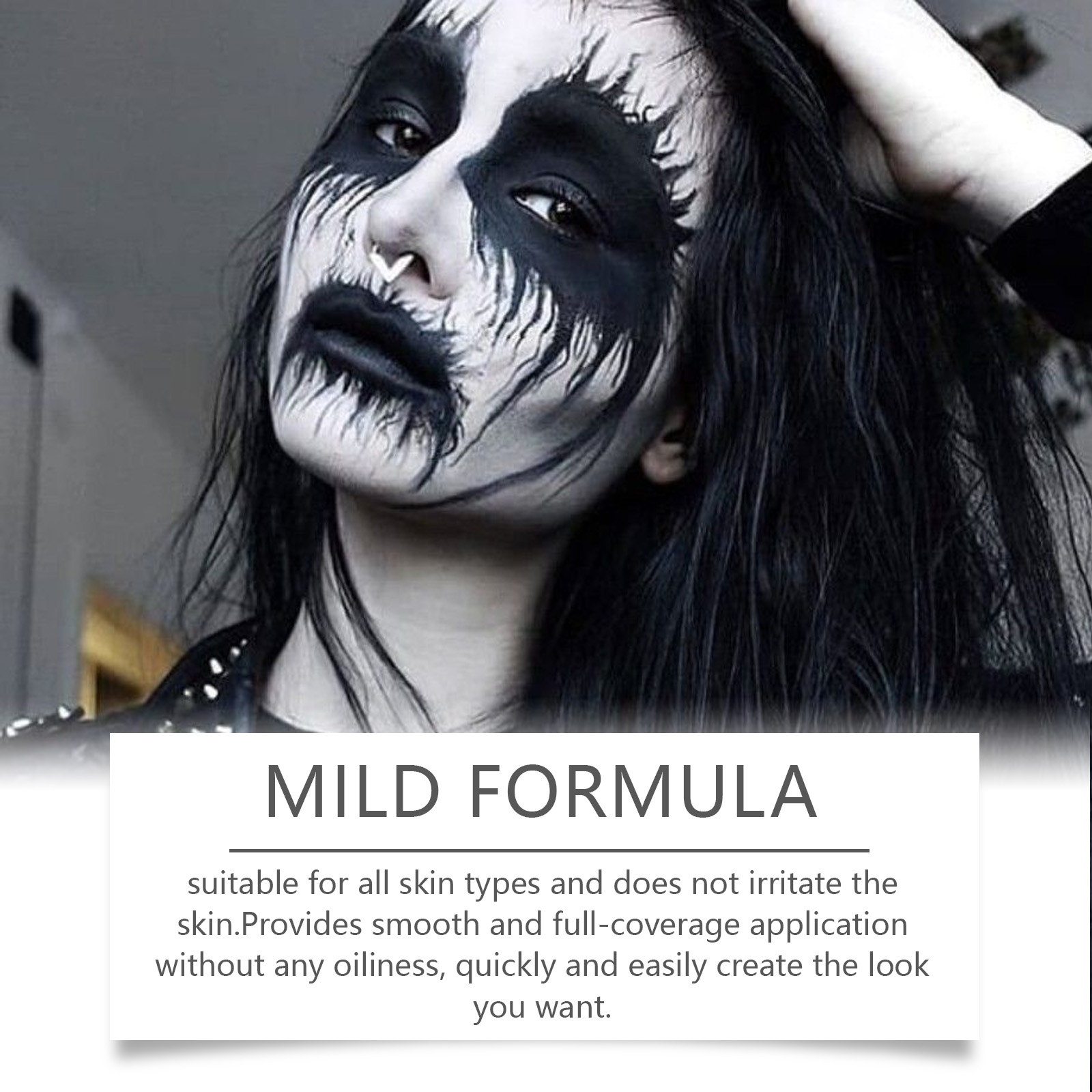 Halloween Black White Liquid Face Body Paint, Quick Dry Face Painting Kit With Brush, Long Lasting Face Paint For Halloween Skeleton Cosplay