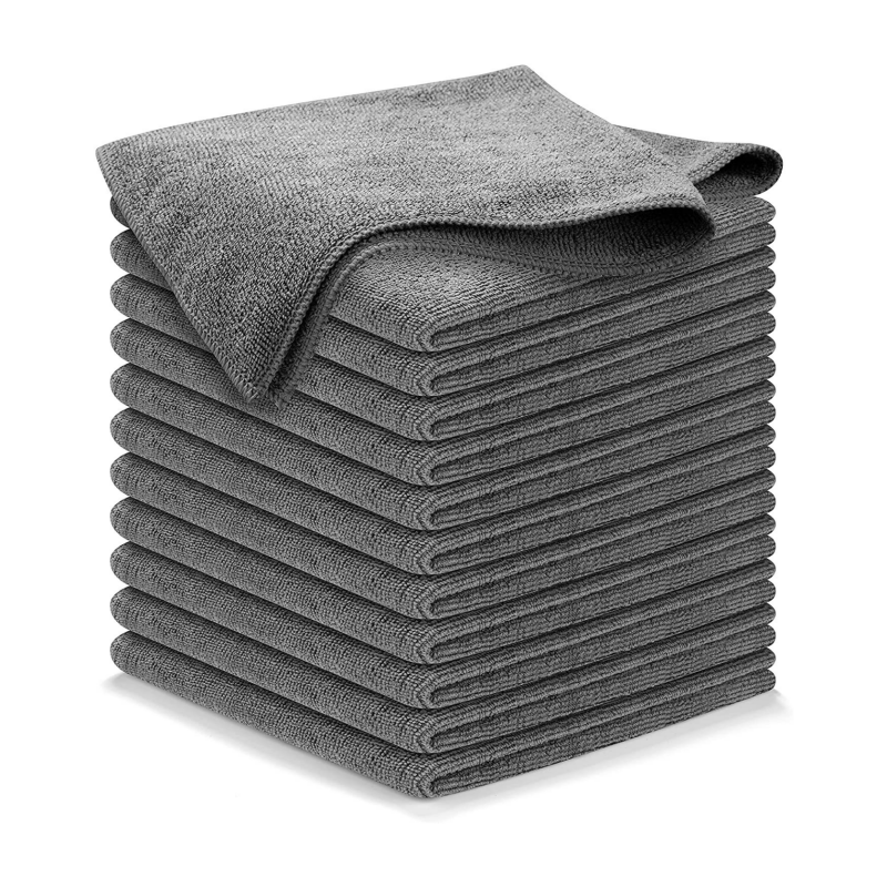 12-Piece Set 40X 40Cm 16-Inch Microfiber Gray Towel For