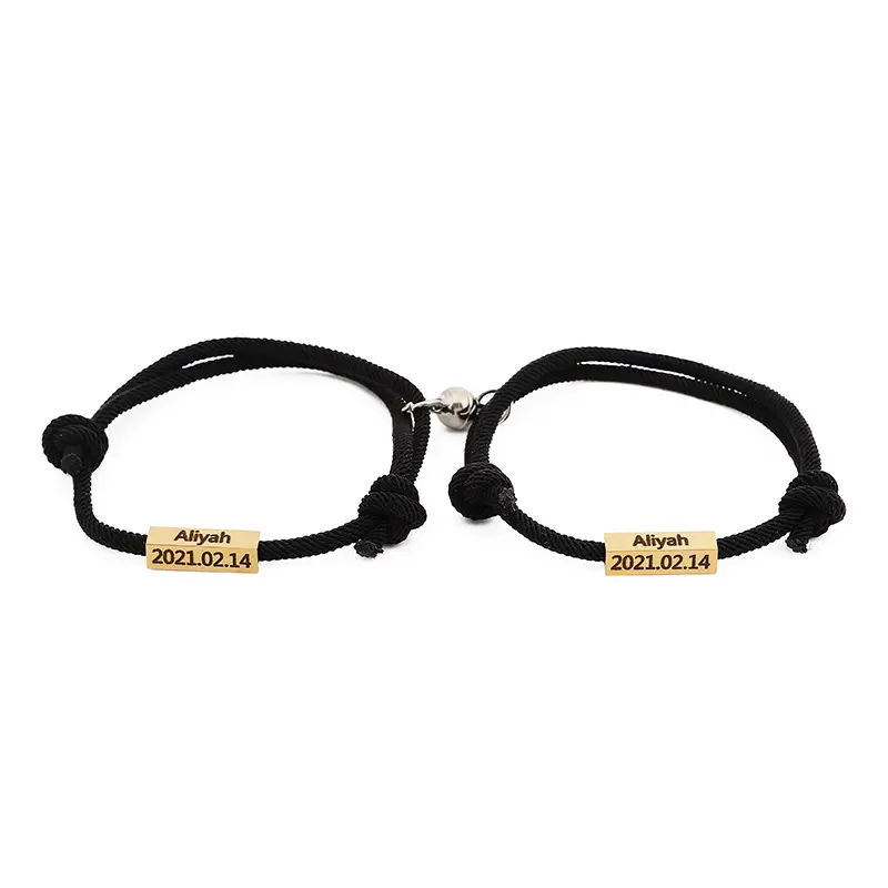 Customized Name Bracelet Eternal Love Magnet Staniless Steel Couples