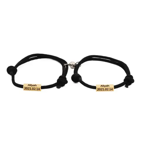 Customized Name Bracelet Eternal Love Magnet Staniless Steel Couples