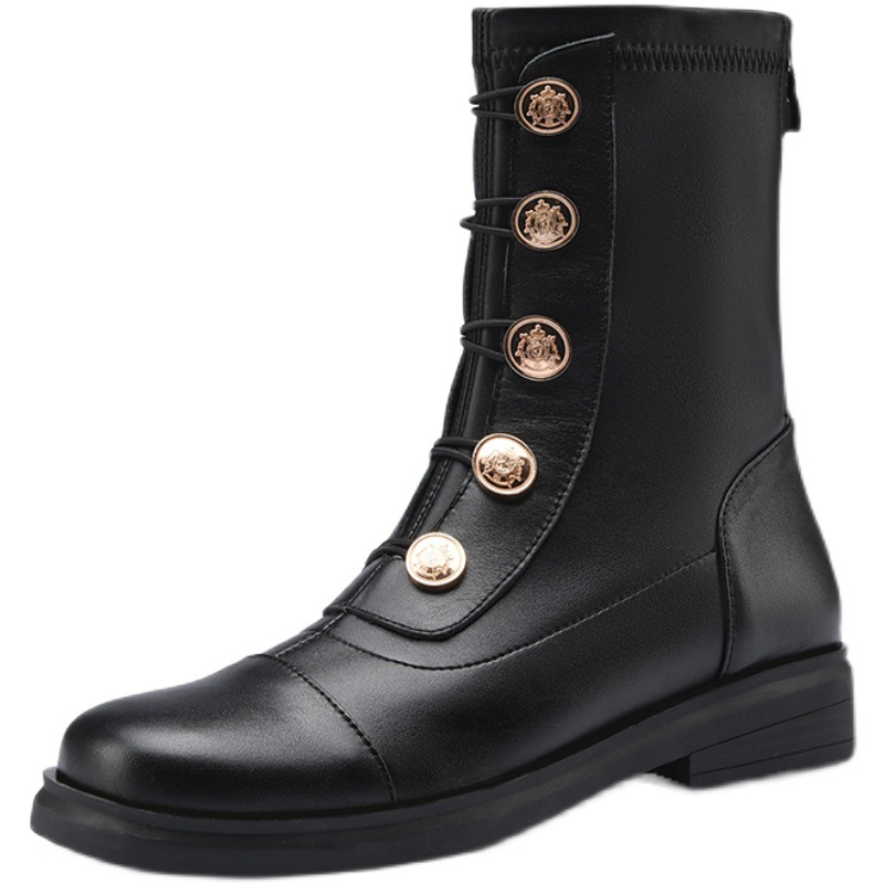 Leather Badge Martin Boots Summer Thin Breathable Stretch Thin