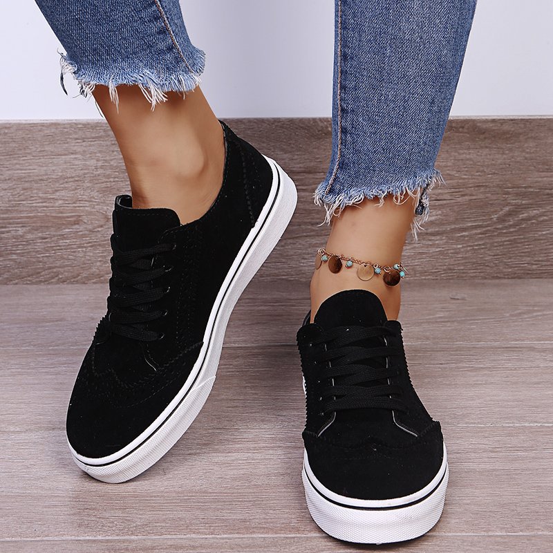 Round Toe Lace-up Shallow Flat Shoes