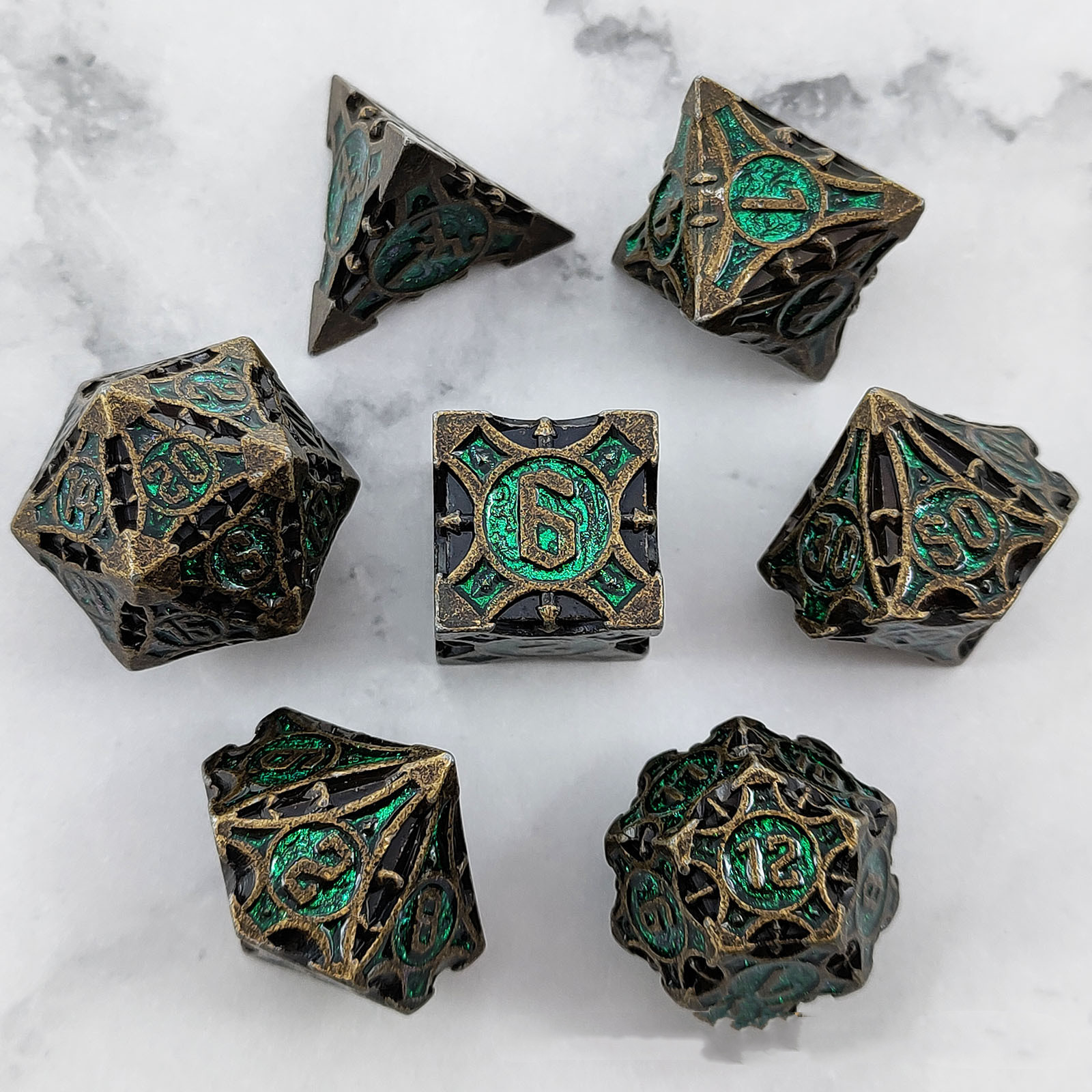 Metal Dice COC Running Group Multi-faceted Set (Red copper