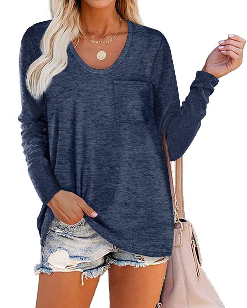 Title 7, Striped Pocket Long-sleeved Casual Loose Top