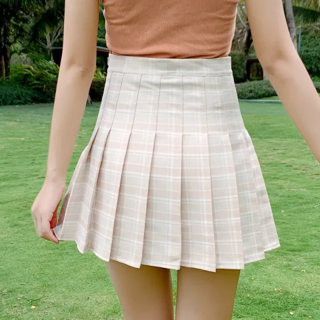 High waisted Slimming proof Sweet A line Pleated Skirt B984 - Shop at LoveMi