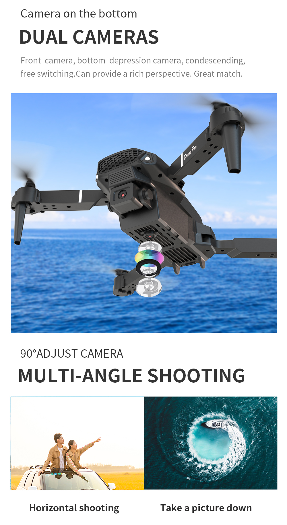 E88Pro Dual Camera Dual Electric Drone detail