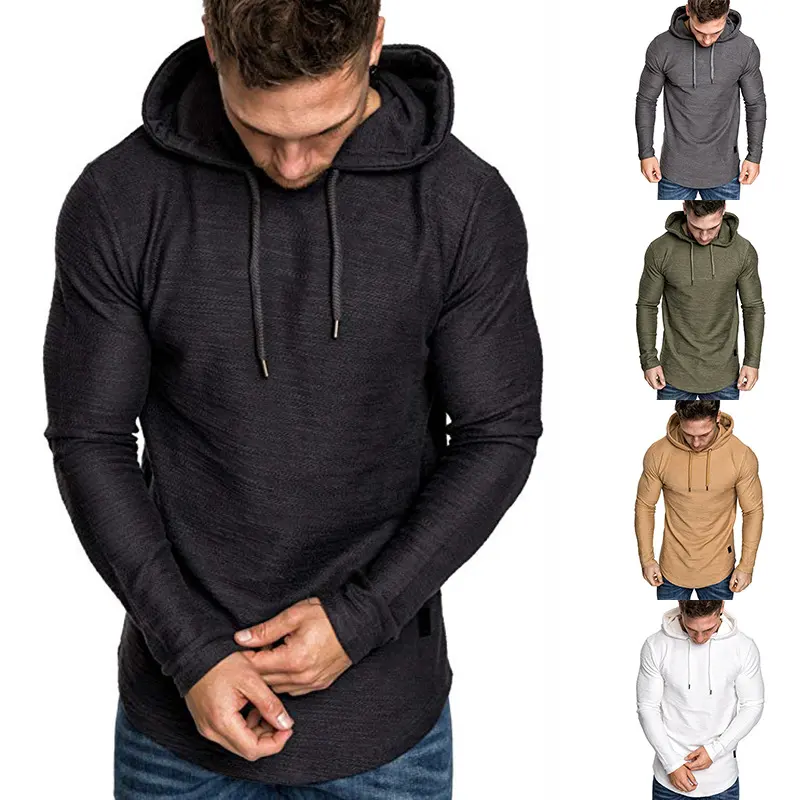 Men Hoodie Sweatshirt Casual Long Sleeve Slim Tops Gym