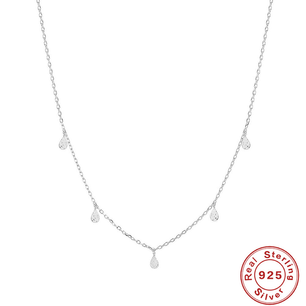 Title 4, S925 Sterling Silver Vater Drop Tvin Necklace C...