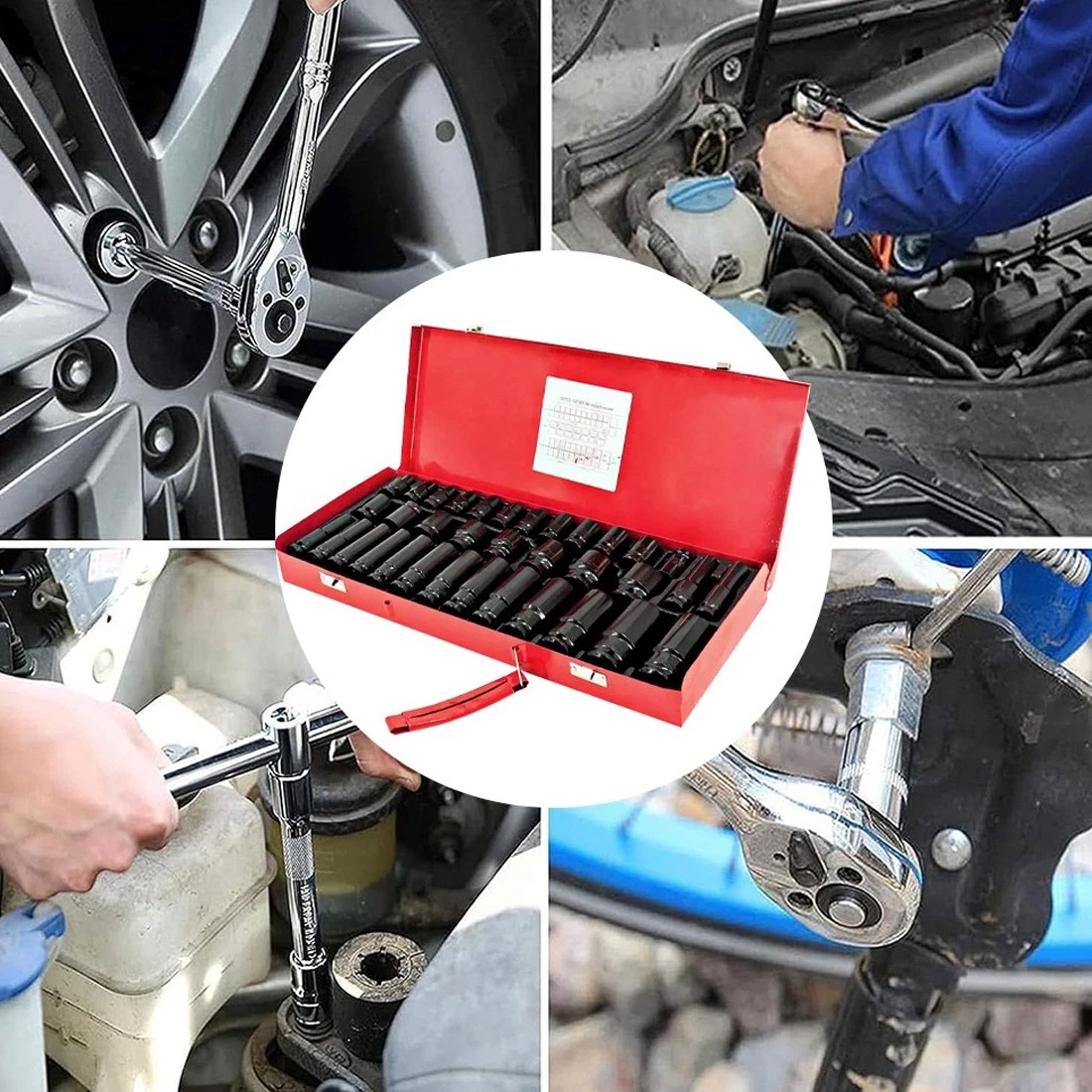 Heavy Duty 40 Piece Car Truck Deep Impact Socket Set Drive 8-32mm Metric — image 2