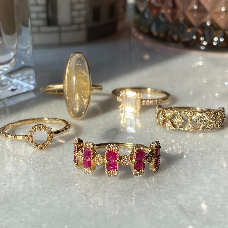 Vintage Natural Gold Hair Crystal Ring