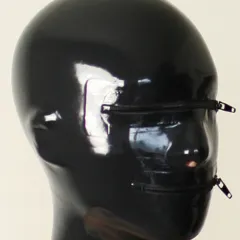Latex Headgear Choke Mouth Zipper Eyes - Black - View 1