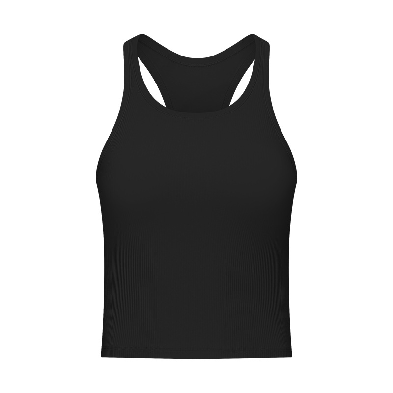 Title 14, Round Neck Threaded Yoga Vest With Chest Pad