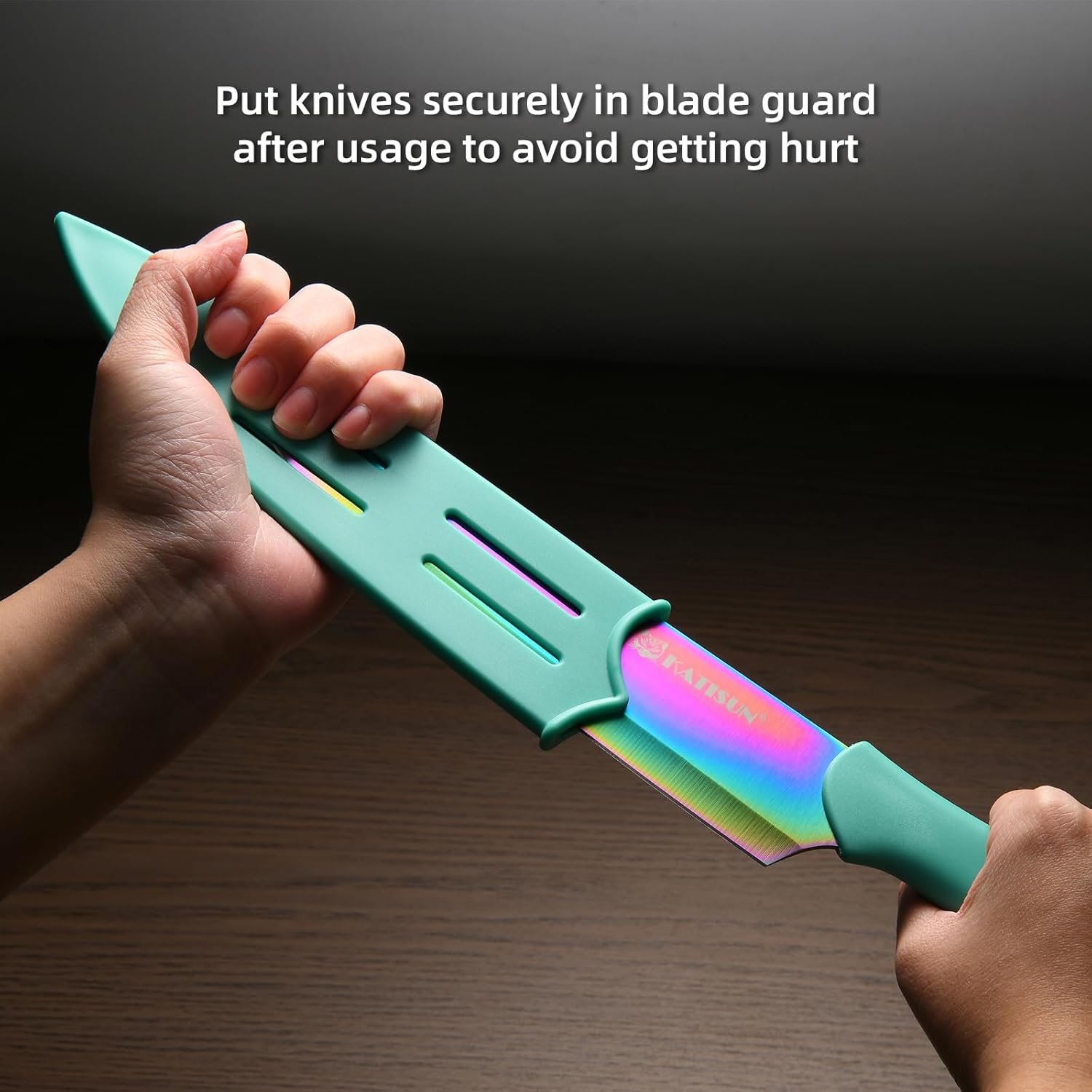 13 Piece Blue Non-Stick Stainless Steel Boxed Knives Set