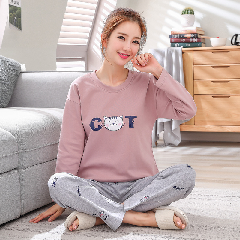 Title 9, Pajamas Ladies Long-sleeved Cotton Cartoon Suit...